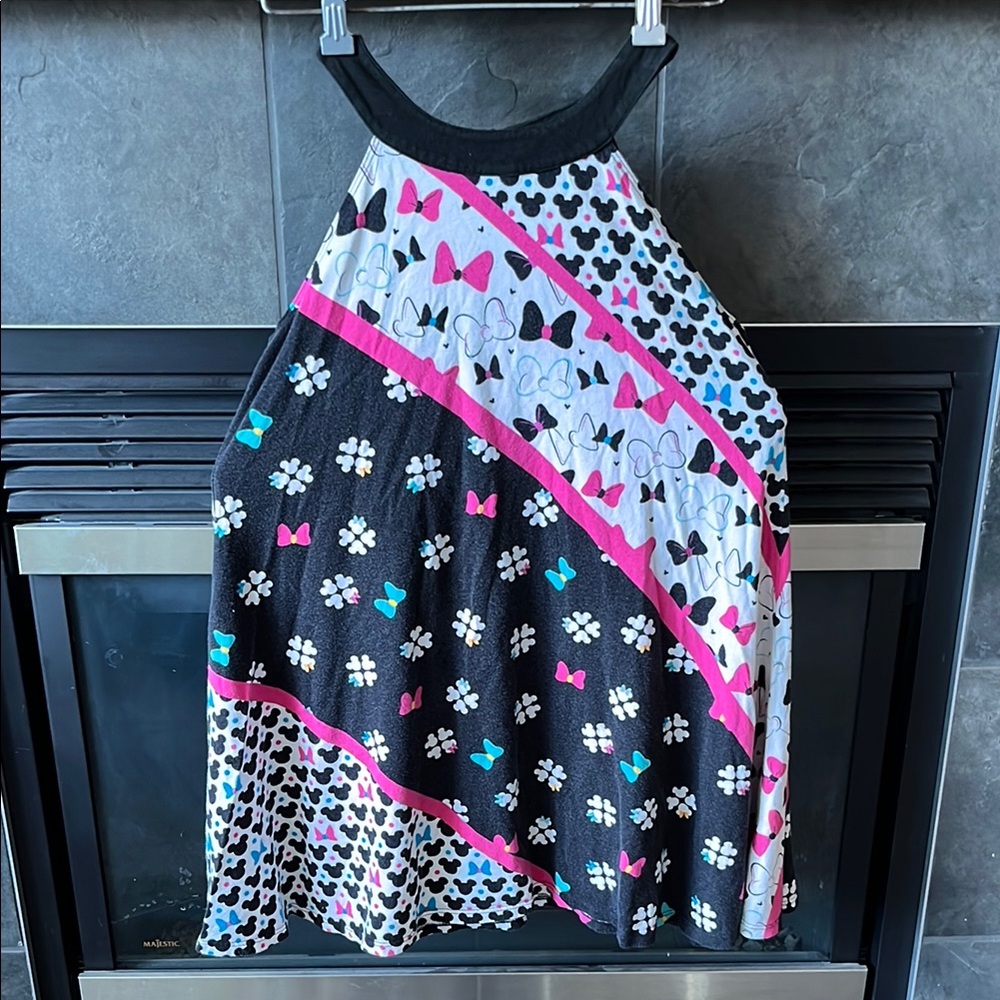 Colorful Halter Dress with Bow and Floral Patterns